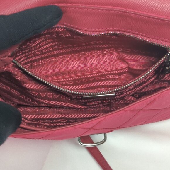 PRADA Tessuto Impunto Crossbody Shoulder Bag - Ibisco Pink - Picture 10 of 16
